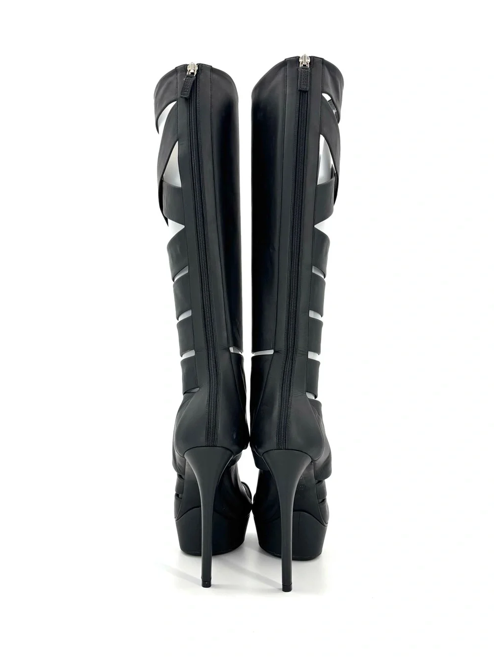 Gucci Vintage SS2010 Helena Babylon Cutout Bondage Knee High Platform Boots 36.5